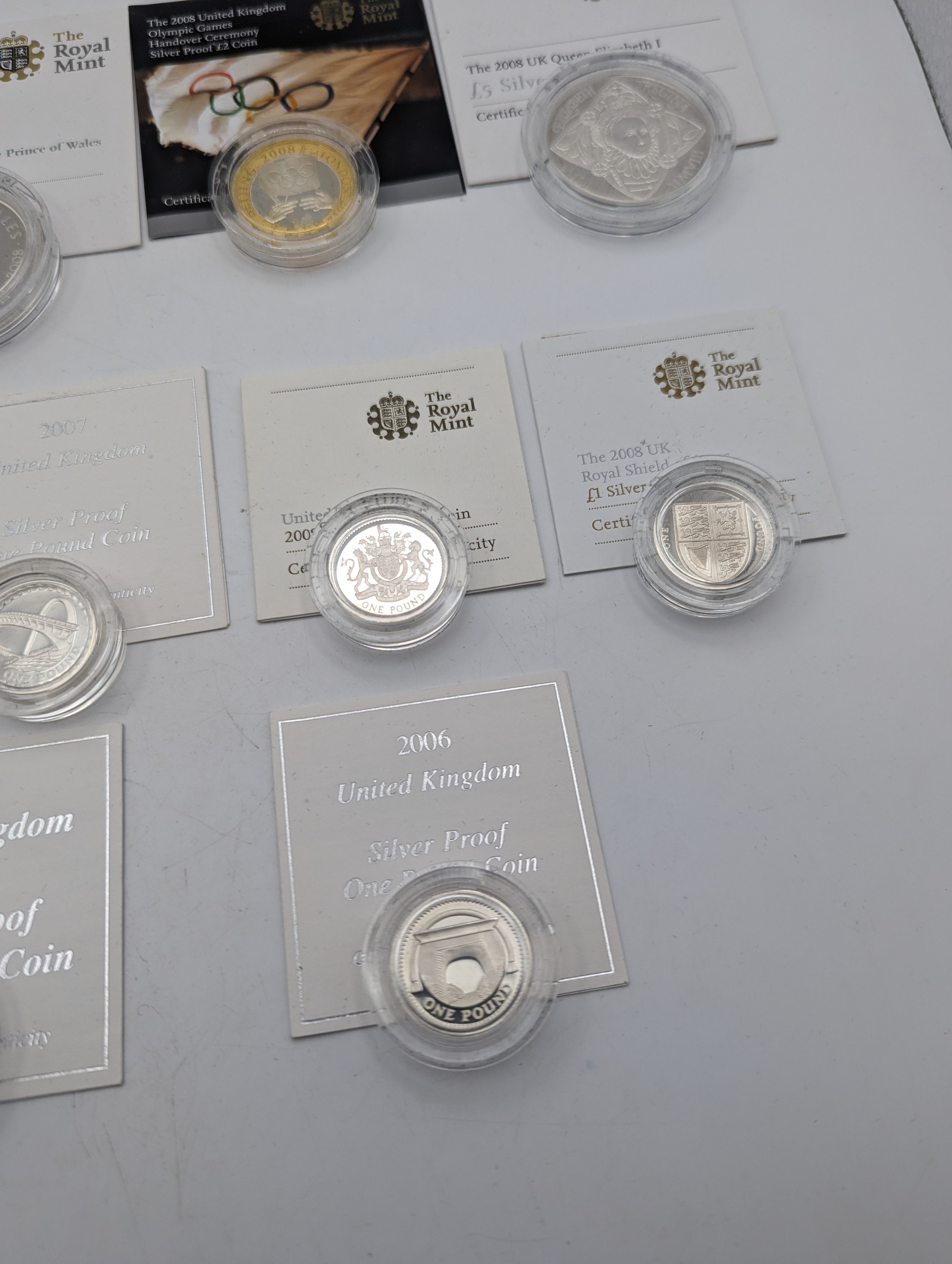 A collection of mixed British Silver Proof coins to include 2008 Elizabeth I £5, 2008 The Prince - Image 3 of 5