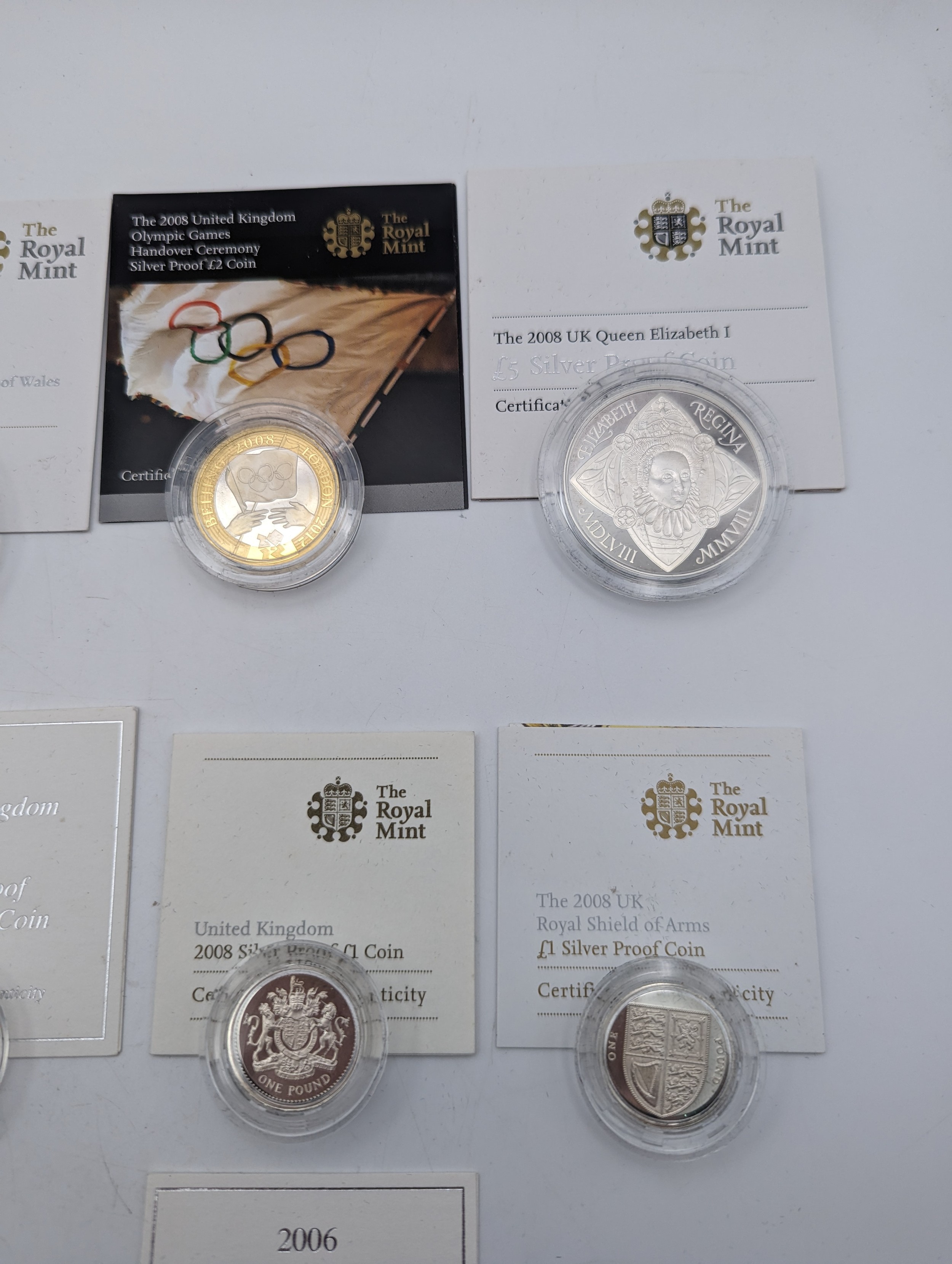 A collection of mixed British Silver Proof coins to include 2008 Elizabeth I £5, 2008 The Prince - Image 2 of 5