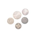 United Kingdom - Silver Coinage - A group of mixed coins to include a 1873 'Gothic' Florin, a George