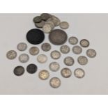 Mixed British Silver Coins - A collection of Victoria and later pre 1920 Threepence (28.60g), and