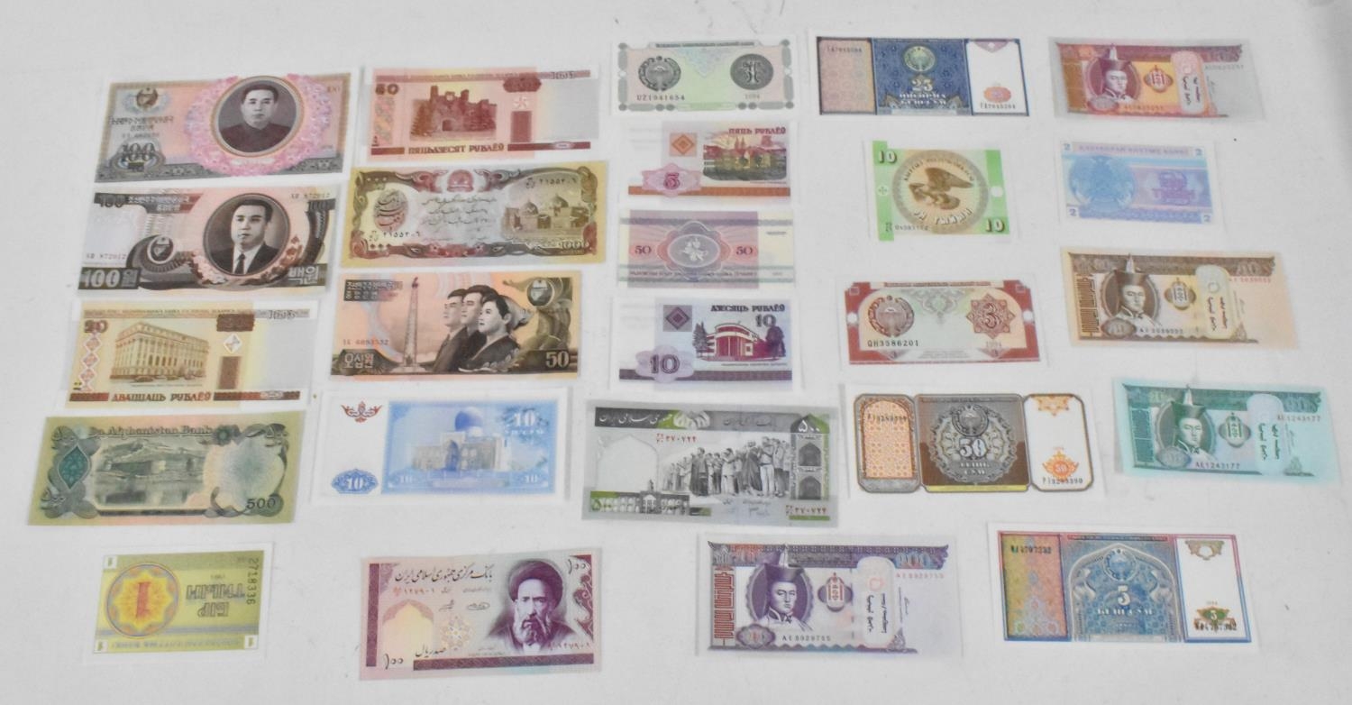 Mixed World Banknotes - A collection of mixed banknotes to include Mongolia 20 Tugrik and others,