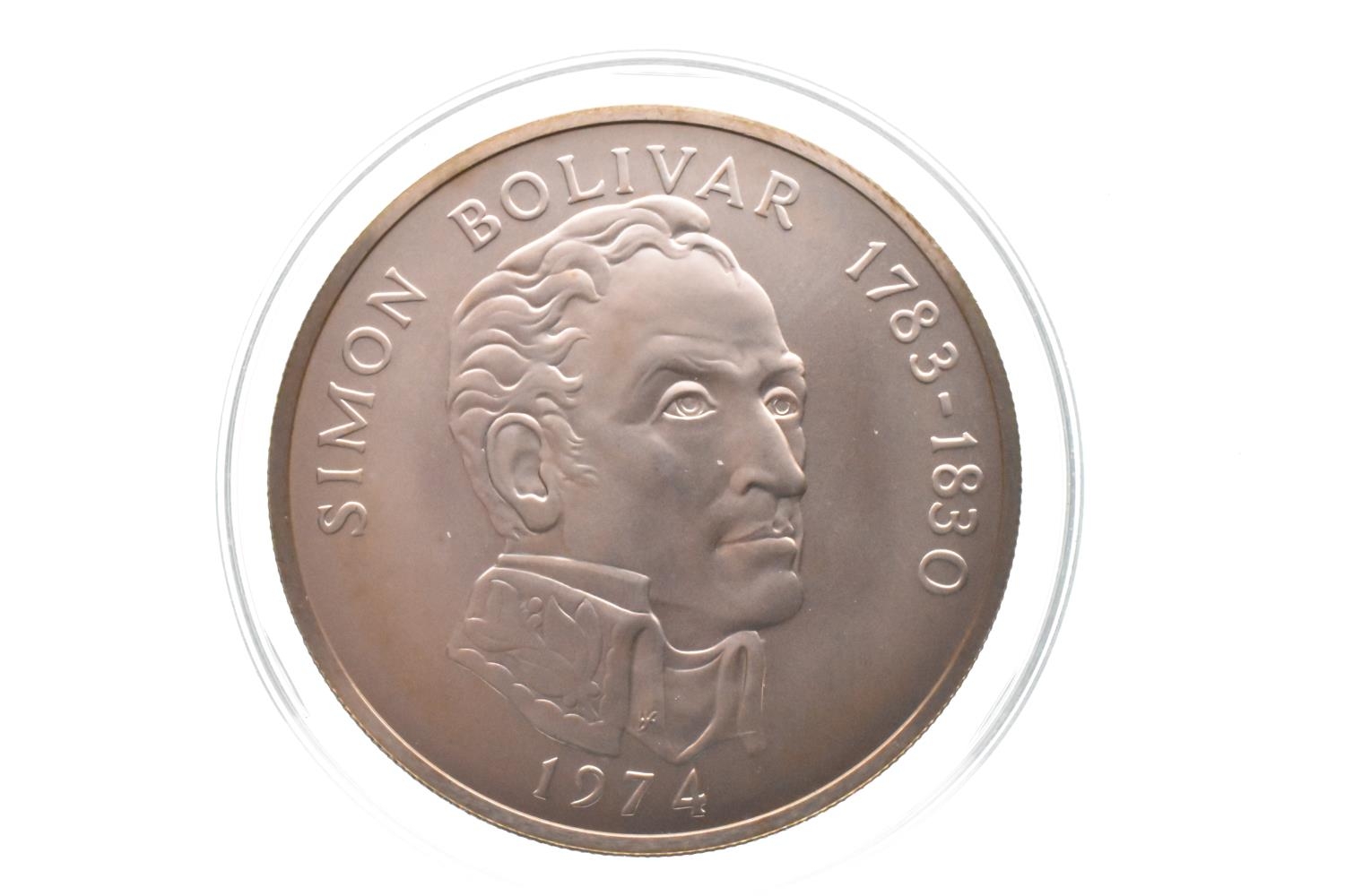 Republic of Panama - Silver 20 Balboas, 1974, depicting the portrait of Simon Bolivar 1783-1830,