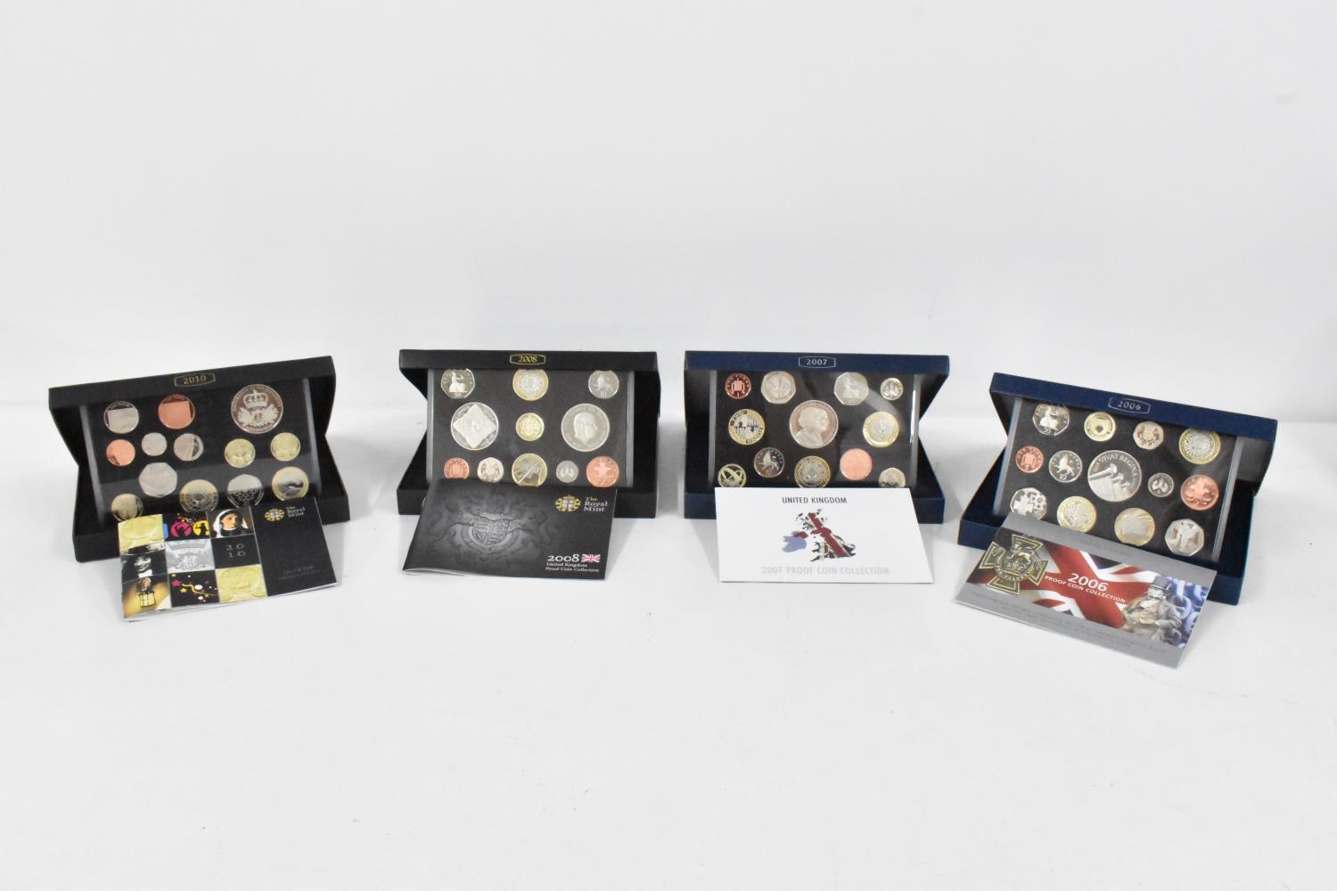 United Kingdom - Elizabeth II (1952-2022), UK Proof Coin Sets of 2006, 2007, 2008, and 2010,