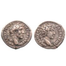 Roman Empire - Antonius Pius (AD 138-161) and Marcus Aurelius (as Caesar), Denarius, Obv. Laureate