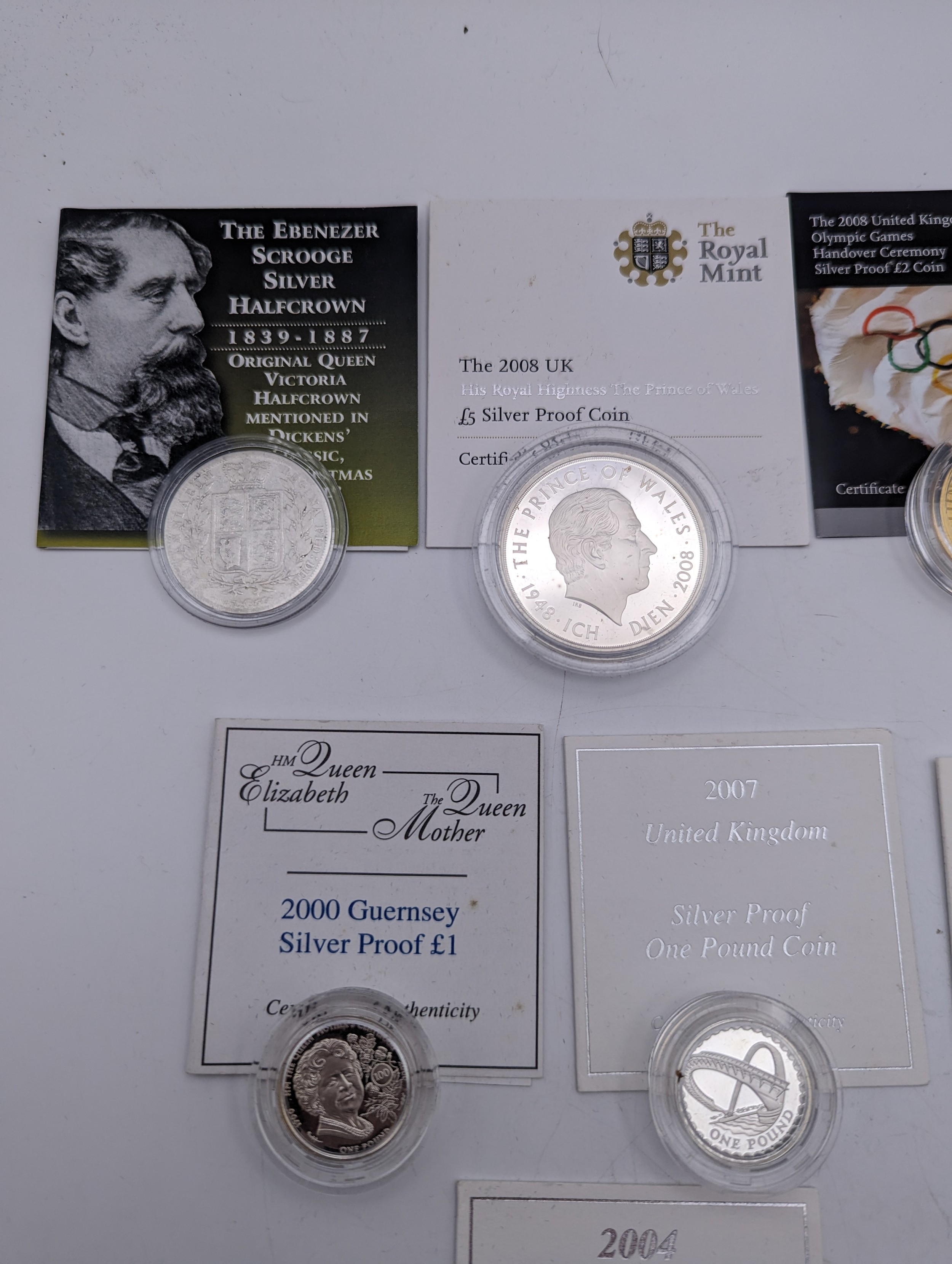 A collection of mixed British Silver Proof coins to include 2008 Elizabeth I £5, 2008 The Prince - Image 5 of 5