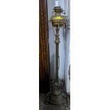 A Victorian gilt brass floor standing oil lamp Location: