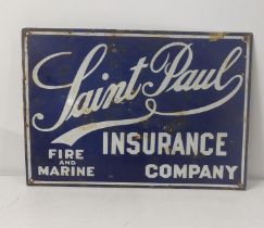 A late 20th century Saint Paul insurance company advertising enamel sign 50.7cmW x 33cm H