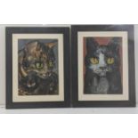 Two studies of cats 48cmH x 34.5cm, both industry signed to the lower left Location: If there is