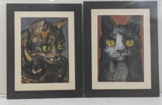 Two studies of cats 48cmH x 34.5cm, both industry signed to the lower left Location: If there is