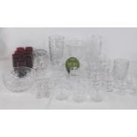 A quantity of mixed glassware to include a crystal cut decorative pedestal owl and others various