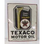 A later 20th century Texaco motor oil enamel advertising sign 46cmW x 58.5cmH Location: If there
