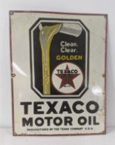 A later 20th century Texaco motor oil enamel advertising sign 46cmW x 58.5cmH Location: If there