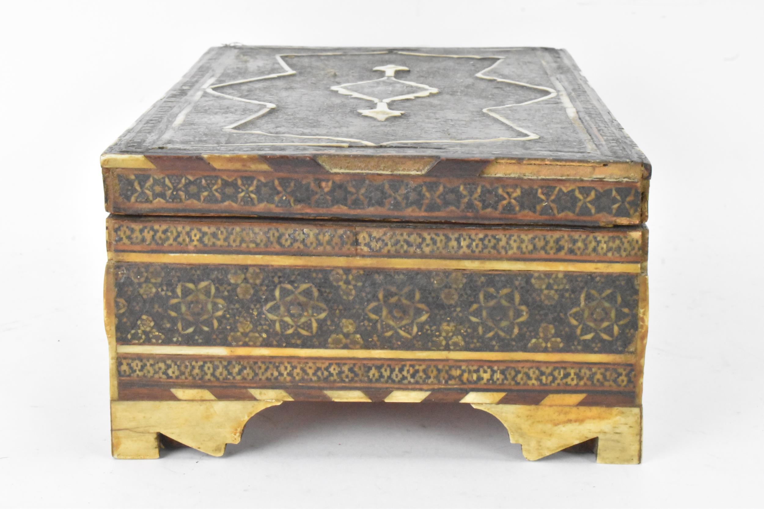 A Persian late Qajar dynasty box, of rectangular form, profusely inlaid with micro-mosaic inlaid - Image 2 of 6