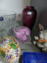A varied lot to include a Stuart cut glass bowl and tumbler, Royal Beastly studio vase, mixed