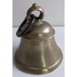 An 18th century silver coloured bell with a wrought iron suspension loop Location:
