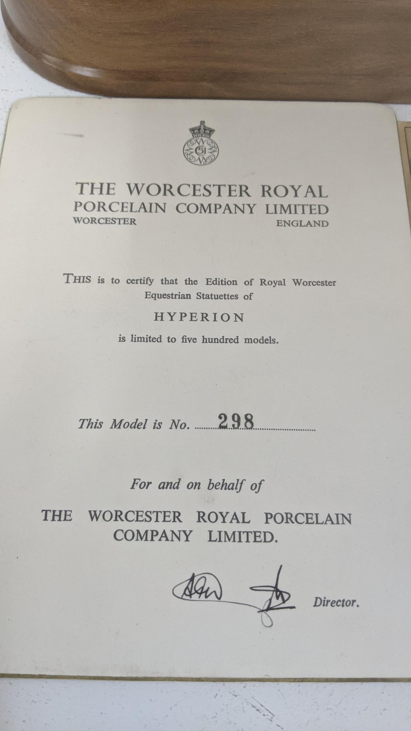 A Royal Worcester race horse No. 298/500 Hyperion with certificate Location: If there is no - Image 2 of 5