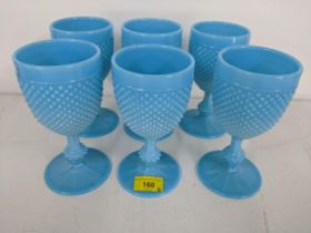 A set of six Casa Pupo baby blue textured glass wine goblets Location: If there is no condition