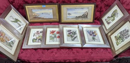 Margaret Leighton - Gerry Head, Torquay; and Tangiers, watercolour signed 12cm x 25cm framed and