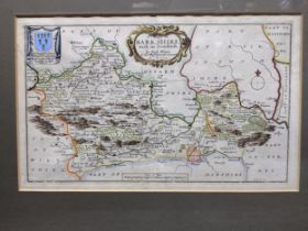 A 17th century Richard Blome map of Berkshire, hand coloured, 20cm x 32cm Location: