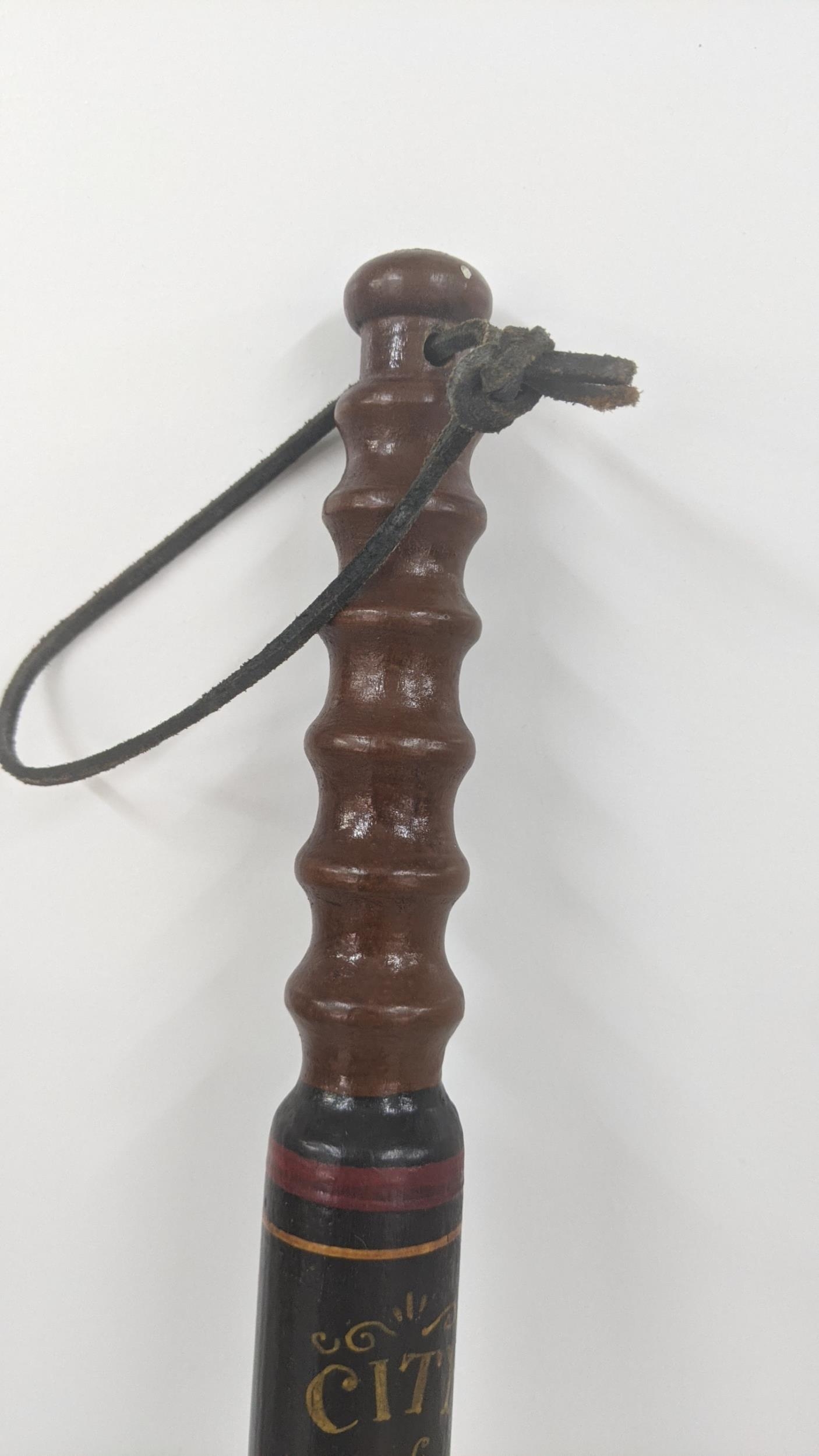 A city of York wooden truncheon with a turned grip date 1867, painted with VR cipher, transfer paint - Image 3 of 4