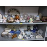 A mixed lot of ceramics, glassware and other items to include Wedgwood Jasper ware, piano babies,