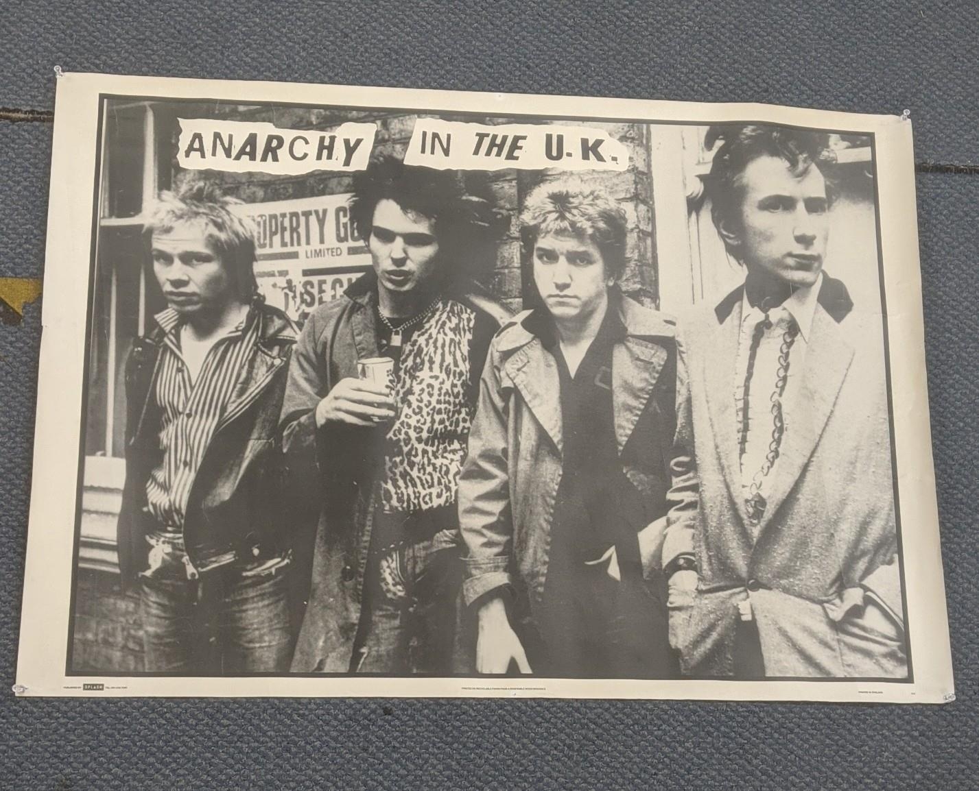 A Sex Pistols anarchy splash poster, possibly 1980s, 89.5cmW x 65cm H Location: If there is no - Image 2 of 3