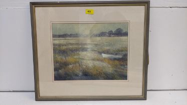 Ben Holgate - High tide Conder Green Lancashire pastel, signed framed and glazed Location: If