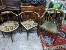 Three late 19th/early 20th century chairs to include a corner chair, and a similar corner chair, and