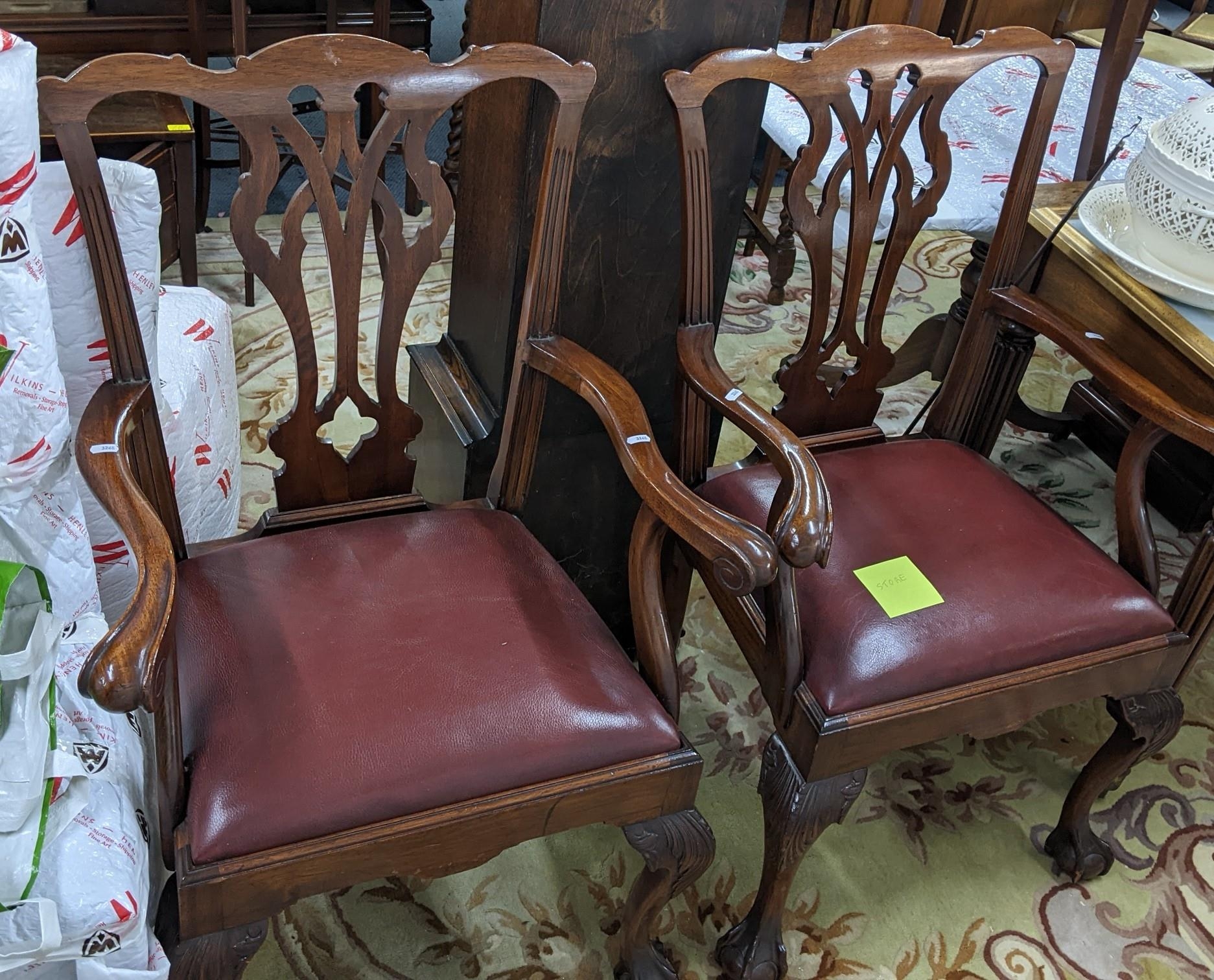 Mixed chairs to include a pair of 1920s bedroom chairs and a pair of Chippendale style armchairs - Image 3 of 3