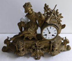 A 19th century French gilt metal mantel clock A/F Location: If there is no condition report shown