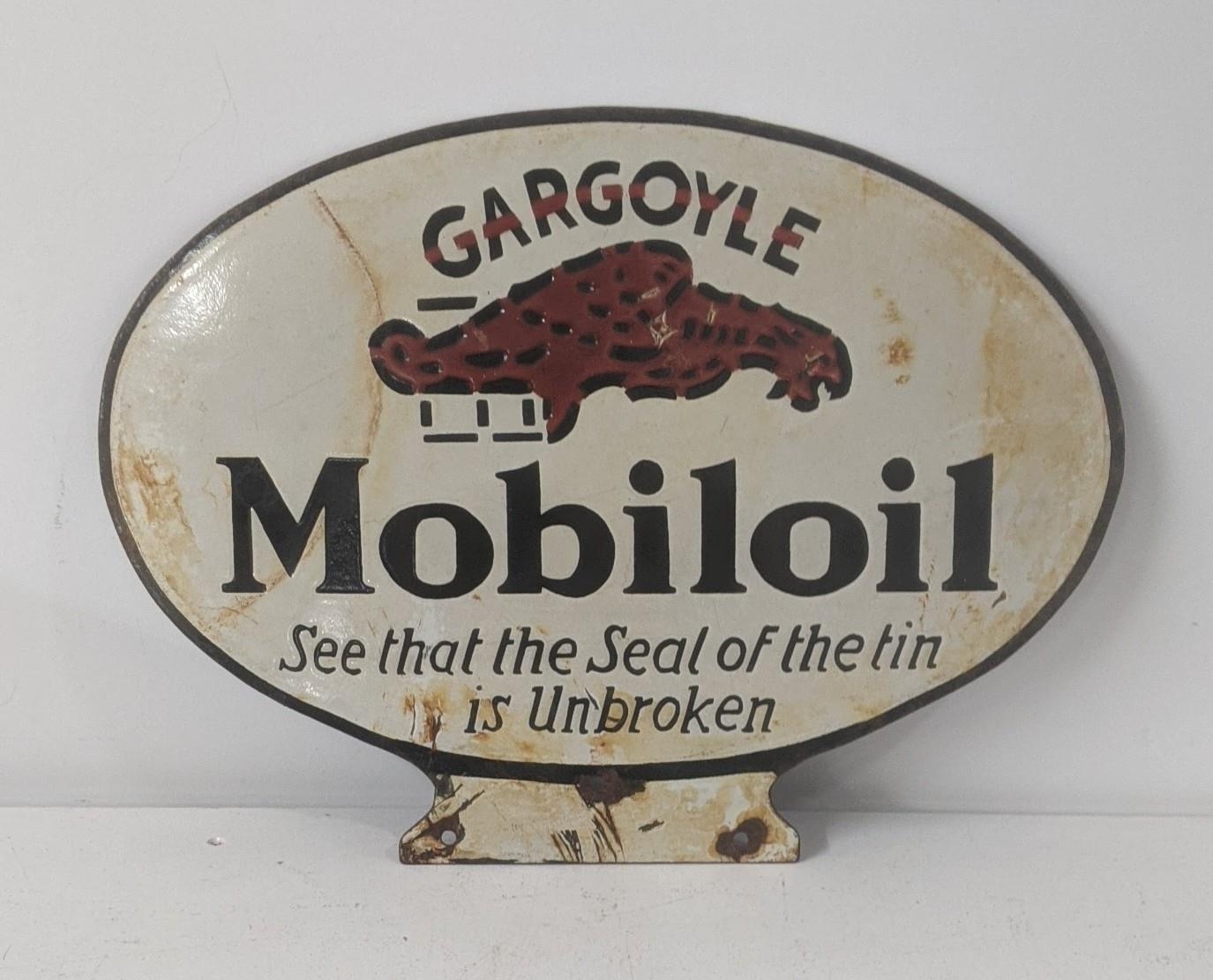 A late 20th century Gargoyle Mobile oil enamel advertising sign 39.5cmWx 29cmH Location: If there is