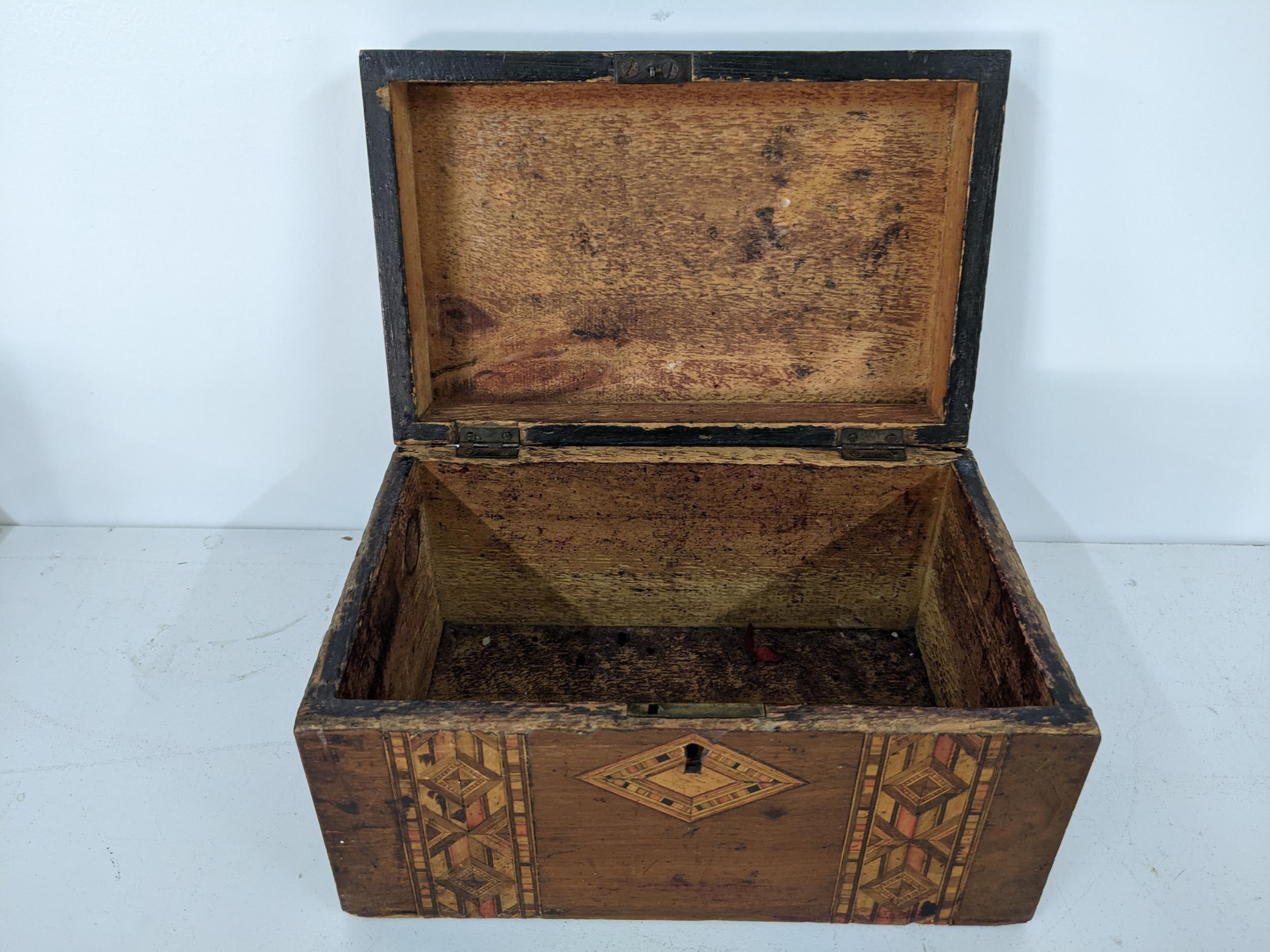 Five boxes to include a walnut tea caddy, a Russian painted box and others Location: If there is - Image 5 of 6