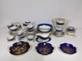 A Coalport Athlone blue pattern part dinner, tea and coffee service comprising approx. 45 pieces,