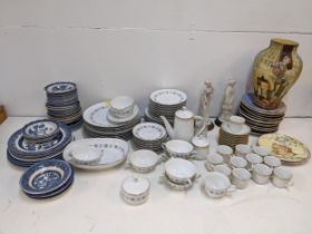Ceramics to include a Noritake dinner service, Booths Willow pattern and other blue and white