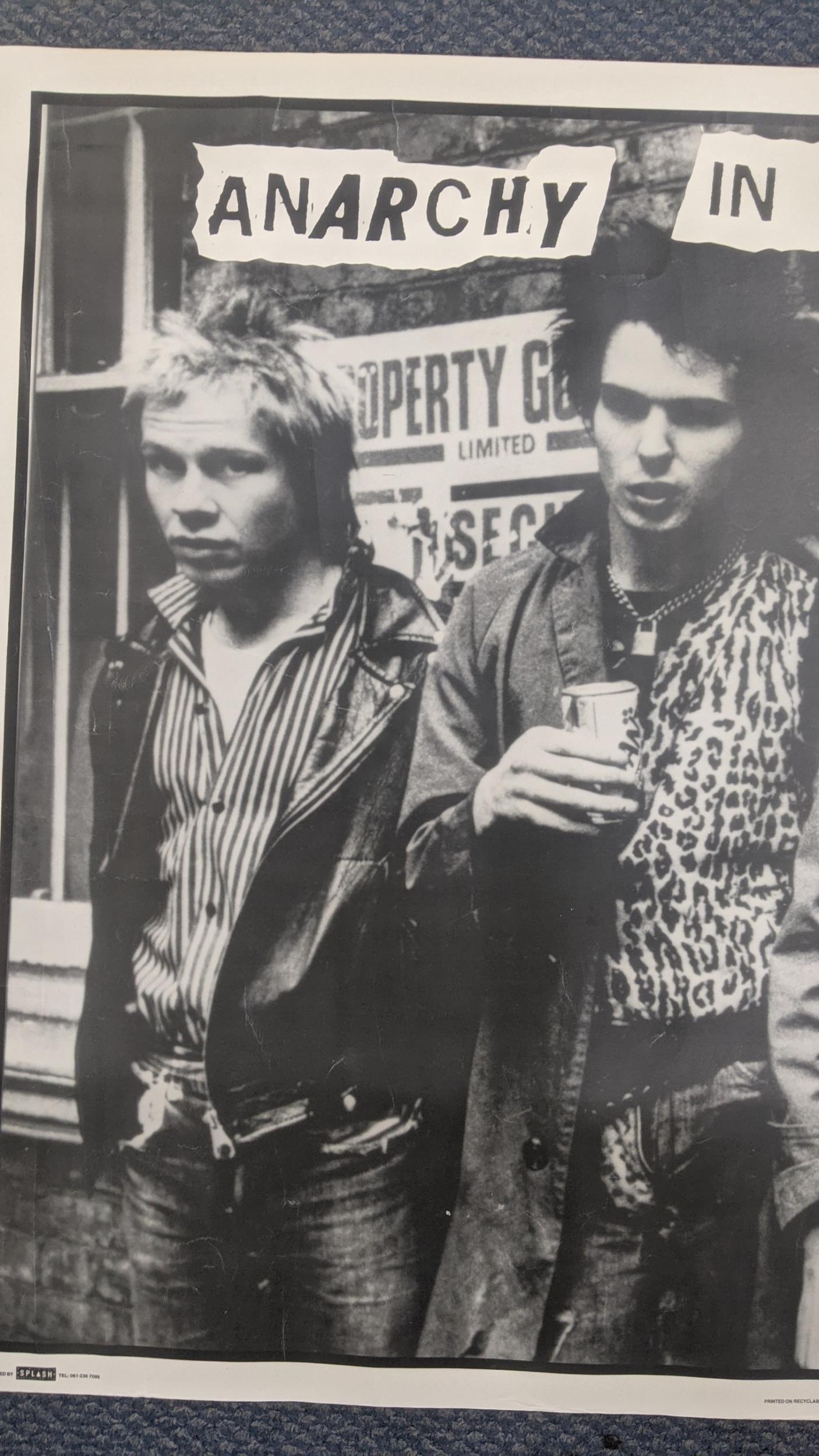 A Sex Pistols anarchy splash poster, possibly 1980s, 89.5cmW x 65cm H Location: If there is no - Image 3 of 3