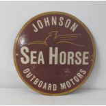 A late 20th century Johnson sea horse outboard motors enamel advertising sign 38cm diameter