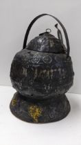 An antique Japanese hanging pot decorated with repeated geometric designs 31.5cm h Location:1.1