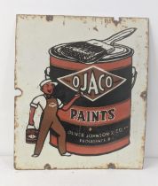 A late 20th century Ojaco paints enamel advertising sing 43cmW x 51cmH Location: If there is no