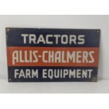 A late 20th century Allis - Chalmers tractors farm equipment enamel advertising sign 46cmW x 27cmH