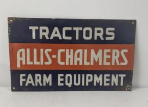 A late 20th century Allis - Chalmers tractors farm equipment enamel advertising sign 46cmW x 27cmH