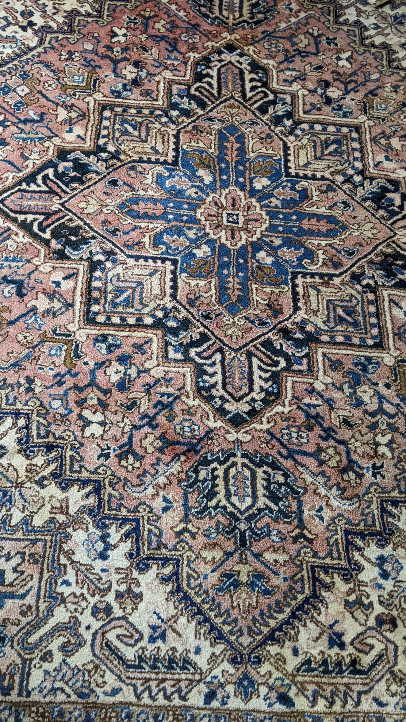 A Persian handwoven rug having a central motif and geometric designs 333cm x 250cm Location: If - Image 5 of 5