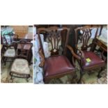 Mixed chairs to include a pair of 1920s bedroom chairs and a pair of Chippendale style armchairs