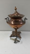 A 19th century copper and brass samovar, tea urn with twin handled A/F Location: If there is no