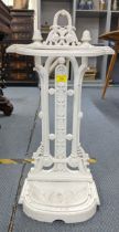 A Victorian style white painted cast iron stick/umbrella stand, 32cm w x 67cm h x 21cm d Location: