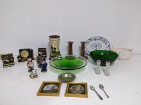 Mixed ceramics and glassware and other items to include a pair of Watcombe candlesticks, Location: