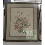 Three framed and glazed pictures to include Jenny Jowett watercolour depicting a Botanical scene,