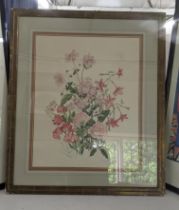 Three framed and glazed pictures to include Jenny Jowett watercolour depicting a Botanical scene,