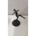 A bronze coloured sculpture of a dancing lady, on a marble base, 165cm h Location: If there is no