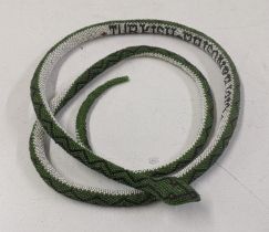 A WWI Turkish Prisoner of War POW, white and green beaded snake, 179cm l Location: If there is no