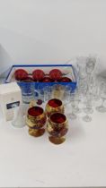 Mixed glassware to include a Caithness glass vase, A/F, various drinking glasses to include a